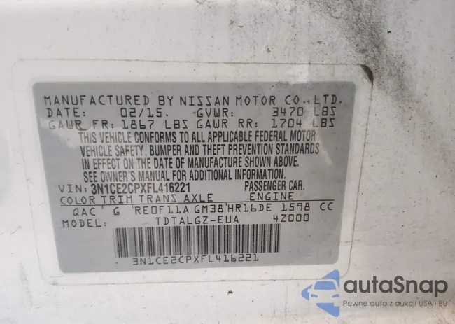 3N1CE2CPXFL416221: 44352123