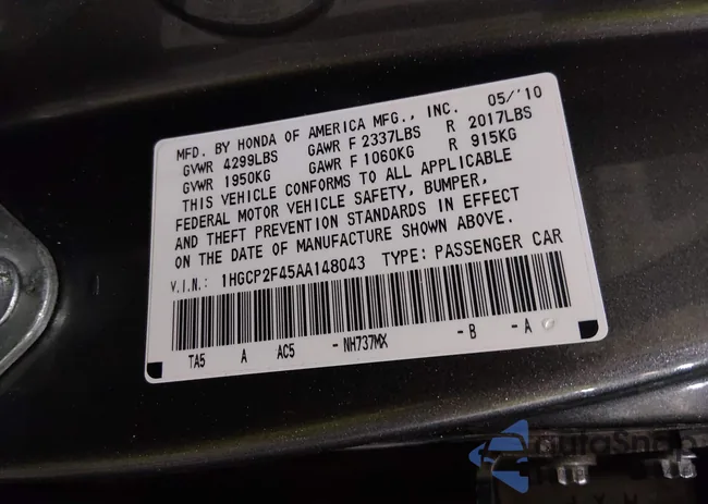 1HGCP2F45AA148043: 44351565