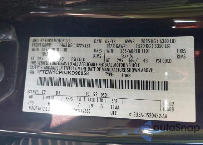 1FTEW1CP0JKD98058: 44351604