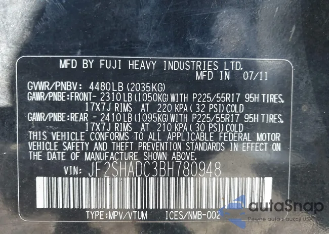 JF2SHADC3BH780948: 44352938