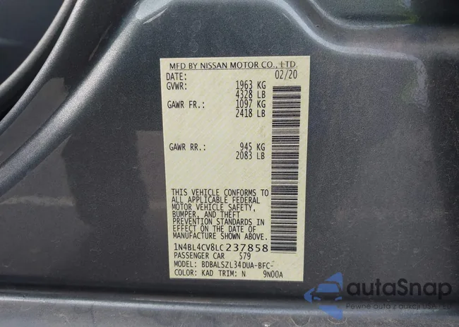 1N4BL4CV8LC237858: 44352953