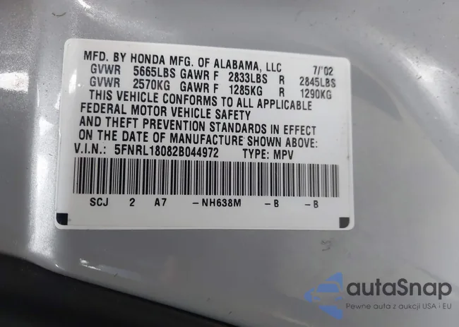 5FNRL18082B044972: 44353133