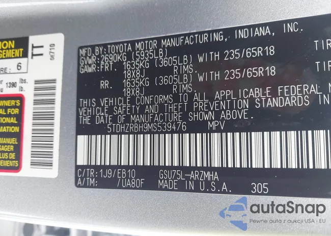 5TDHZRBH9MS539476: 44353330