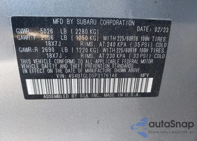 4S4BTGLD5P3176148: 44353537