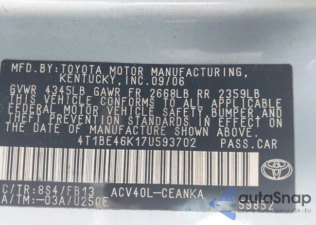 4T1BE46K17U593702: 44352538