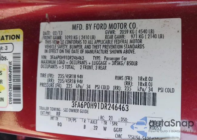 3FA6P0H91DR246463: 44352582