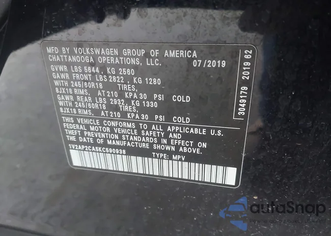 1V2AP2CA5KC590938: 44352806