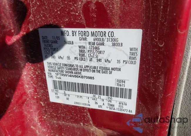 1FTRW14W86KB70985: 44352888