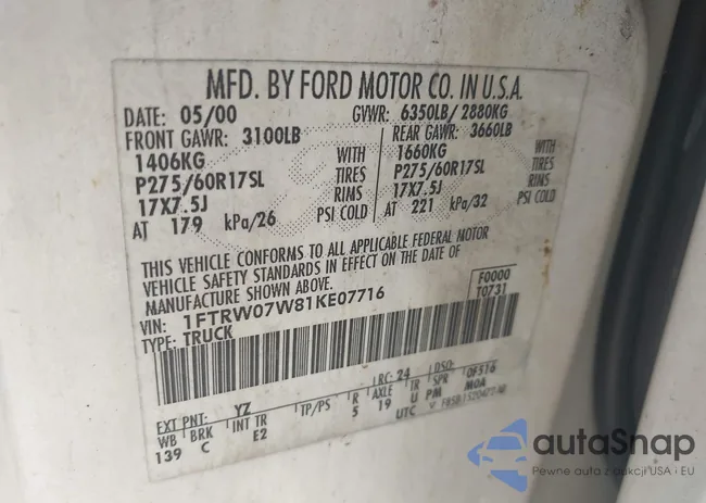 1FTRW07W81KE07716: 44354024