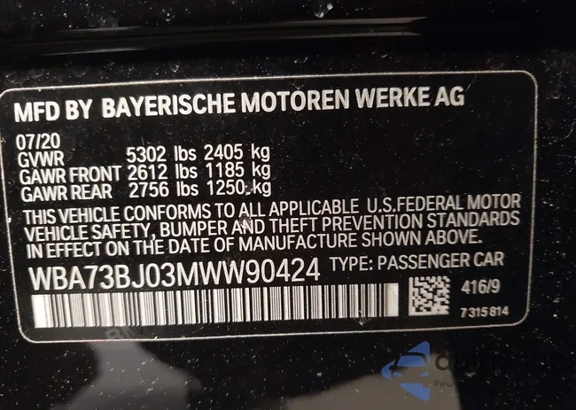 WBA73BJ03MWW90424: 44354155