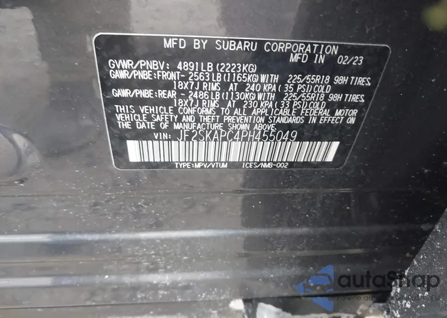 JF2SKAPC4PH455049: 44354235