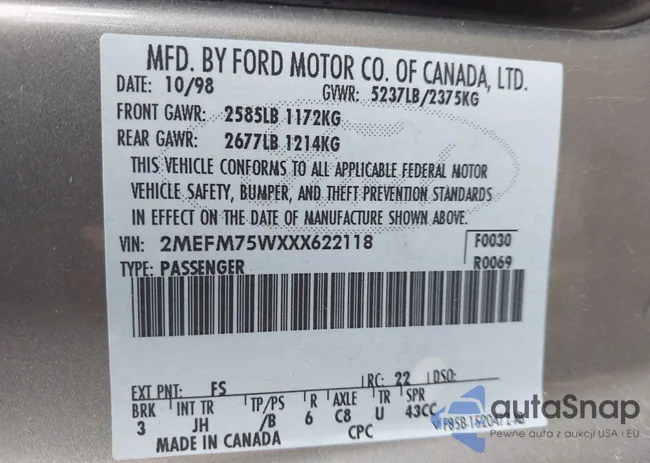 2MEFM75WXXX622118: 44354242