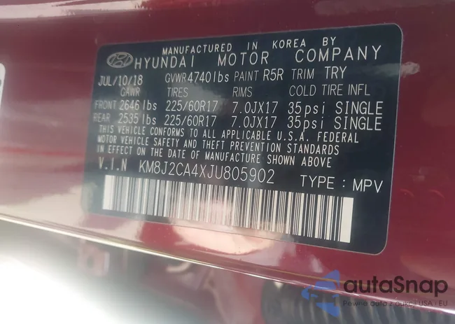 KM8J2CA4XJU805902: 44354243