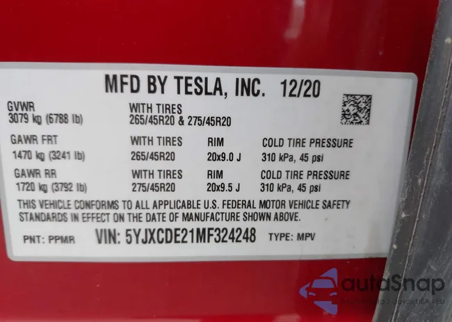 5YJXCDE21MF324248: 44354285