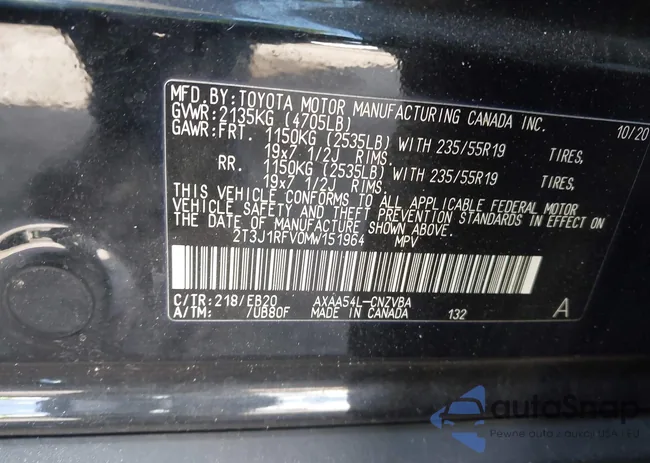 2T3J1RFV0MW151964: 44354323