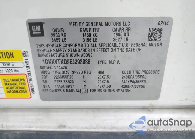 1GKKVTKD9EJ293088: 44354325