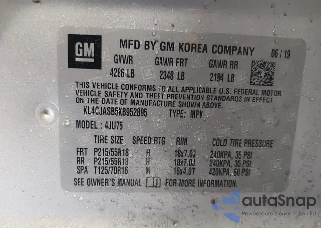 KL4CJASB5KB952895: 44354334