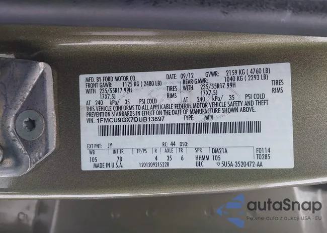 1FMCU9GX7DUB13897: 44353562