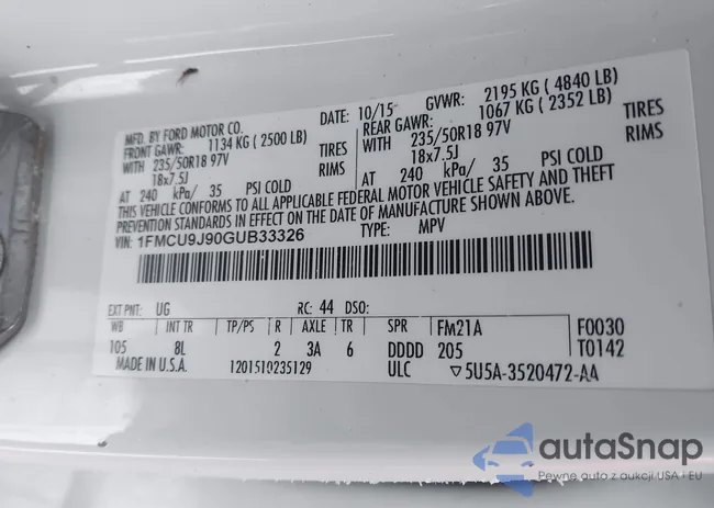 1FMCU9J90GUB33326: 44353603