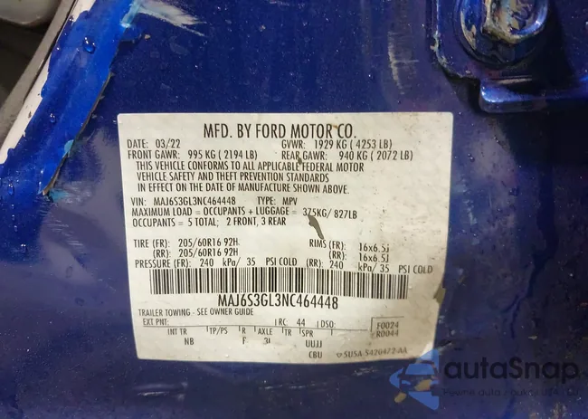 MAJ6S3GL3NC464448: 44353622