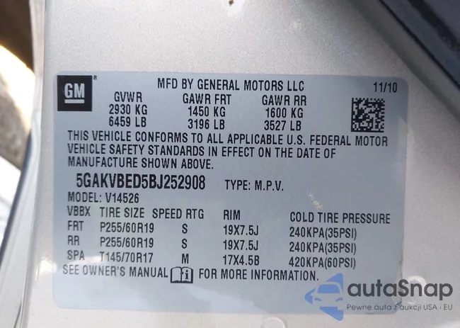 5GAKVBED5BJ252908: 44353633