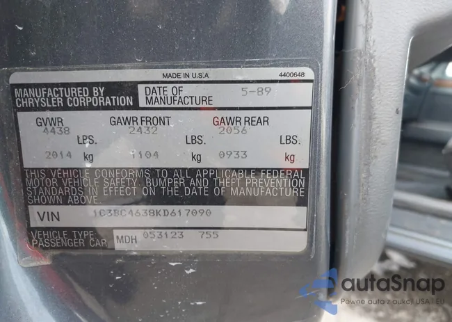 1C3BC4638KD617090: 44353686