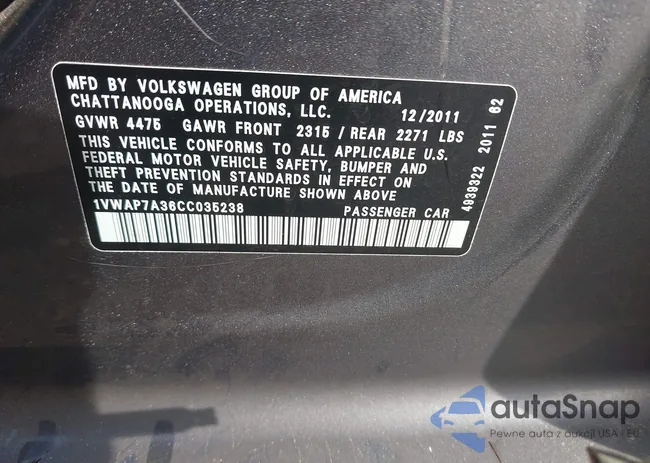 1VWAP7A36CC035238: 44353754