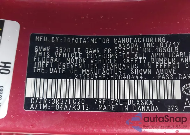 2T1BURHE0HC840444: 44354938