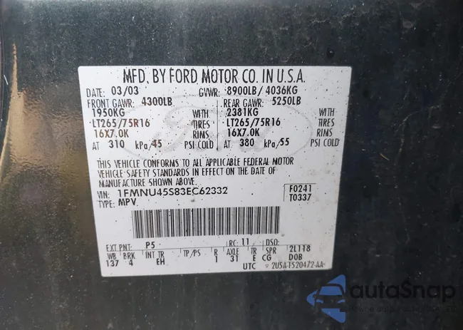 1FMNU45S83EC62332: 44355064