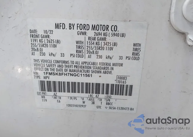 1FMSK8FH7NGC11561: 44355196