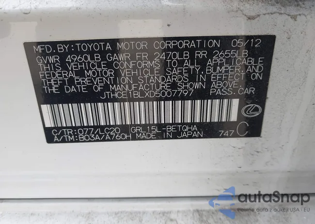 JTHCE1BLXD5007797: 44355239