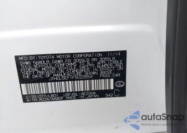 JTHCL5EF1F5023554: 44355300