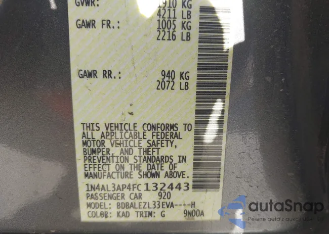 1N4AL3AP4FC132443: 44355502