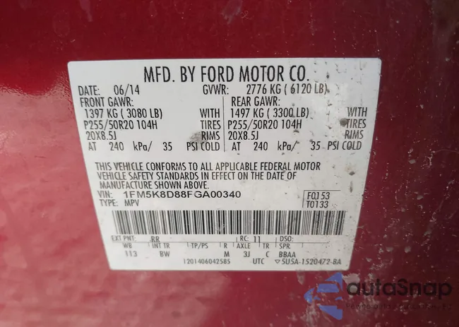 1FM5K8D88FGA00340: 44355508