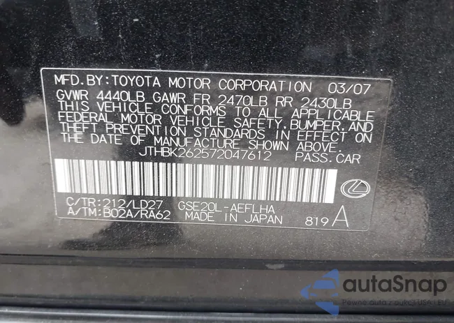 JTHBK262572047612: 44355532