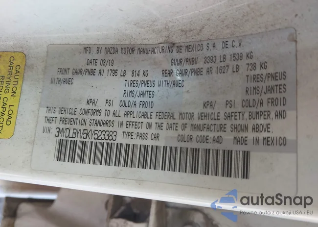 3MYDLBYV5KY523383: 44354546