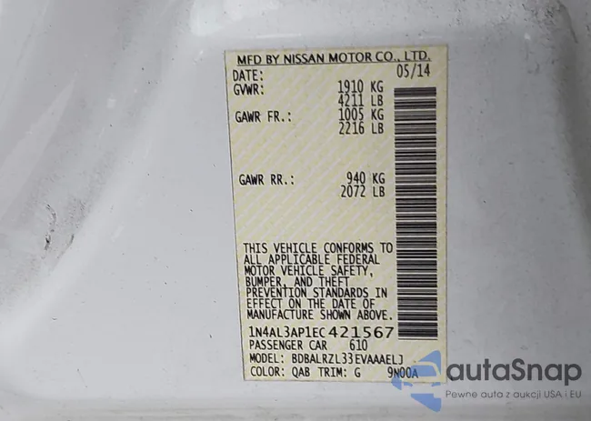 1N4AL3AP1EC421567: 44354689