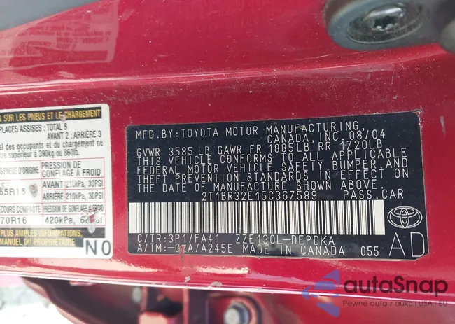 2T1BR32E15C367589: 44354867