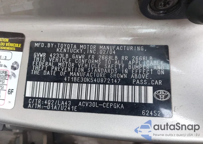 4T1BE30K54U872147: 44355956