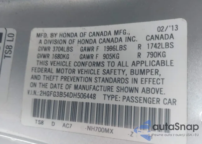 2HGFG3B54DH506448: 44356084