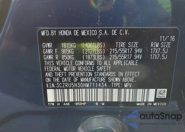 3CZRU5H30HM711434: 44356163