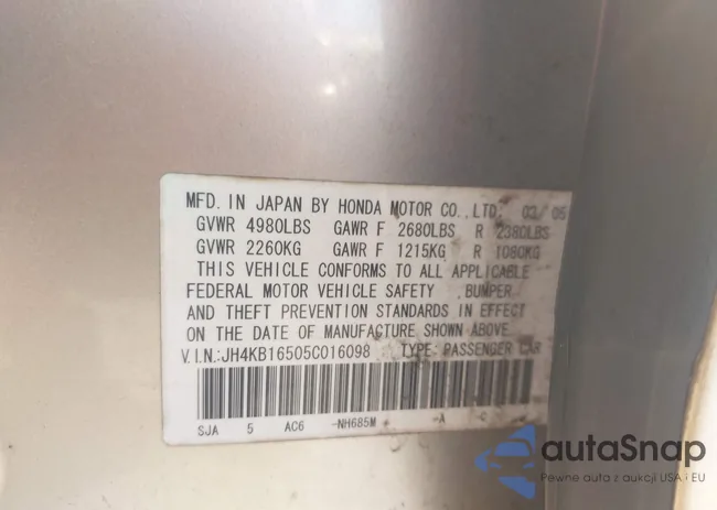 JH4KB16505C016098: 44356324