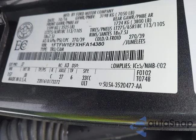 1FTFW1EFXHFA14380: 44356463