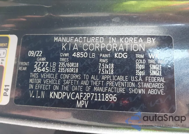 KNDPVCAF2P7111896: 44355578