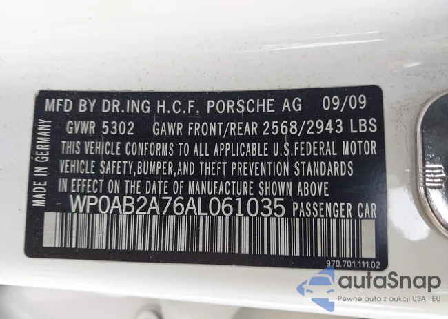 WP0AB2A76AL061035: 44355642