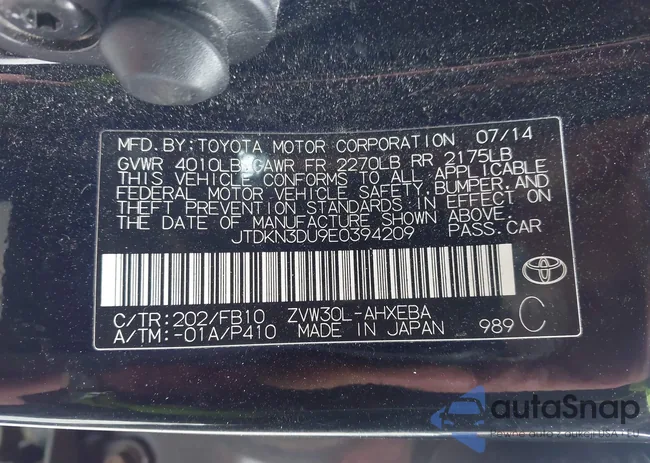 JTDKN3DU9E0394209: 44357029