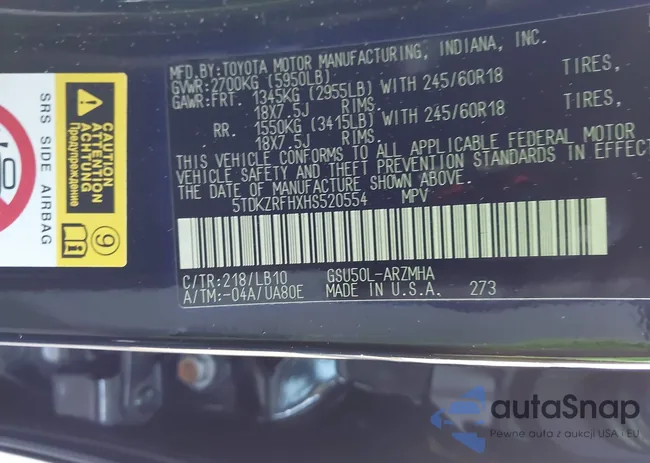 5TDKZRFHXHS520554: 44357039