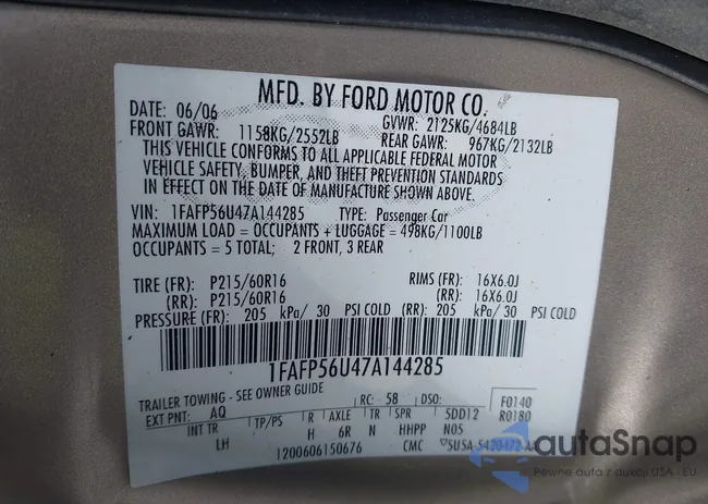 1FAFP56U47A144285: 44357058