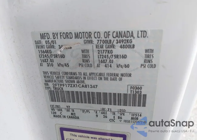 2FTPF17ZX1CA81347: 44357119