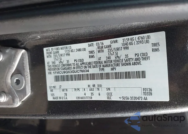 1FMCU9GX3GUC76034: 44357211